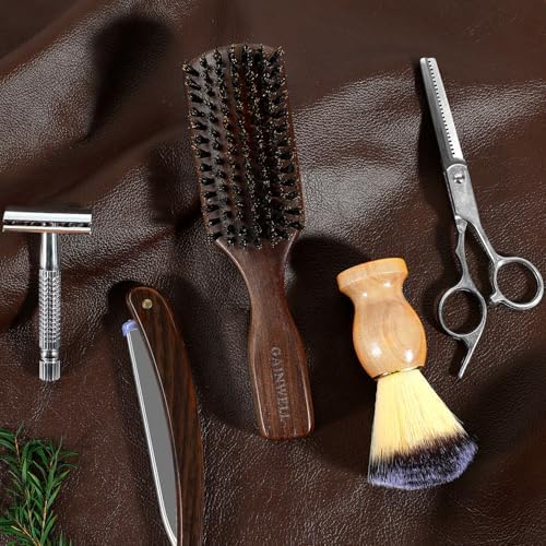 GAINWELL Wild Boar Bristle Hair Brush for Men, Slick Back Hair Brush with Stiff Boar Bristles for Thick Hair, Natural Black Walnut Wooden Handle Hairbrush, Beard Mustache Brush - Large - Image 3