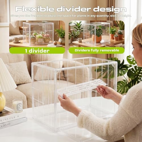 Clear Mini Greenhouse Indoor, Tabletop Portable Greenhouse with Magnetic Door Small Acrylic Plant Green House for Seed Starting, Plant Grow Warmer,and Home Gardening Display - Image 3