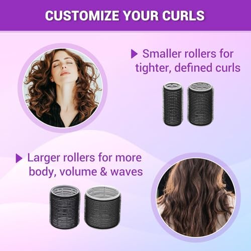 50 Pcs Rollers Hair Curlers Set with 24Pcs Self Grip Hair Rollers 4 Sizes and 24 Pcs Clips for Blowout Look Long Medium Short Thick Hair Volume - Image 4