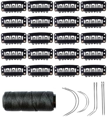 YANTAISIYU 20 Pieces 32mm U Shape Wig Clips Hairpieces Snap Clips, Black by YANTAISIYU
