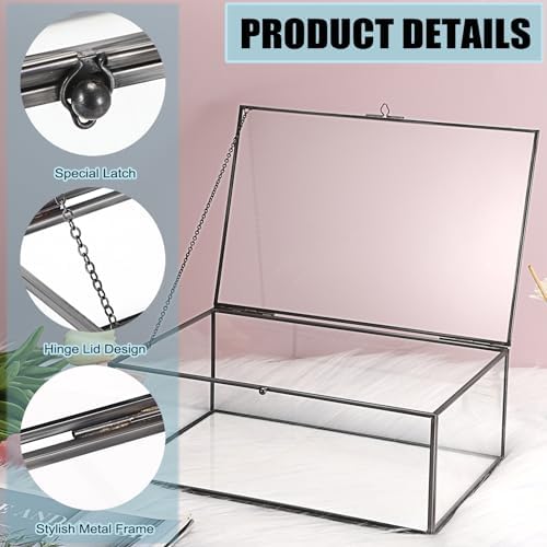 Hipiwe Vintage Glass Box with Lid Jewelry Display Case Vanity Lidded Box - Image 5