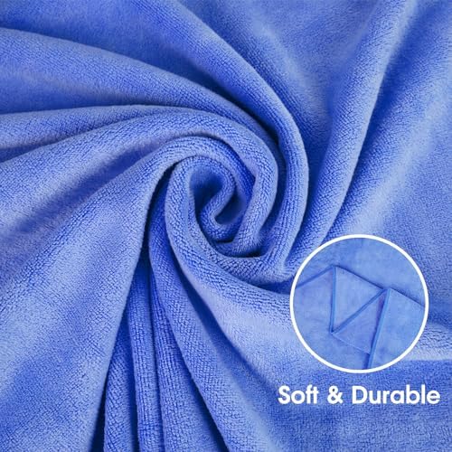 JML Microfiber Bath Towels Set with Hanging Loop, 27" x 55", 6 Pack, Blue - Image 4