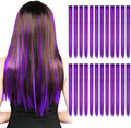 Kyerivs 24PCS Purple Hair Extensions for Girls 20Inch Rainbow Straight Synthetic Clip in Hairpieces for Girls Party Highlights Colorful Hair Accessories Halloween Gifts for Women Easter Gifts by Kyerivs