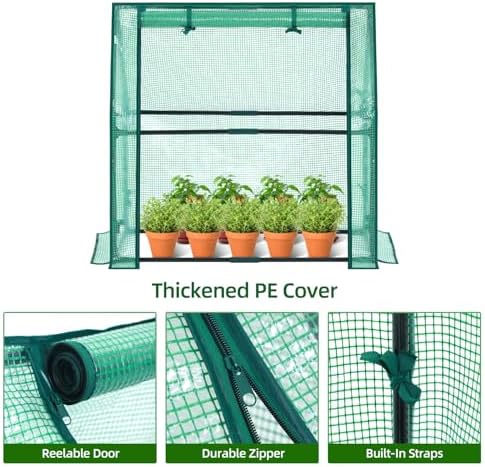 Mini Greenhouse for Indoor Outdoor: Ohuhu Tabletop Portable Green House with Waterproof Pad for Small Plants Nursery Germination, 36"x18"x33" Heavy-Duty PE Cover Green - Image 3