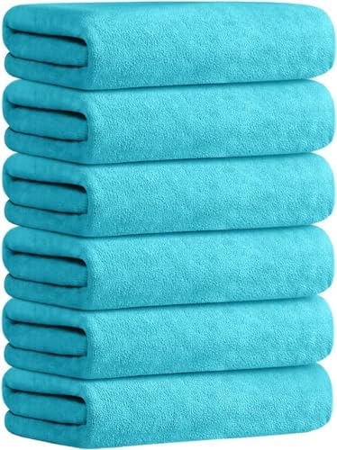 JML Microfiber Bath Towels with Hanging Loop, 30" x 60", 6 Pack by JML