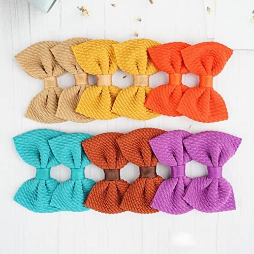 JOYOYO 60Pcs Baby Girls Kids Toddlers 2.75 Inch Twill Waffle Fabric Hair Bows Alligator Clips for Pigtails Hair Accessories and Bangs - Image 4