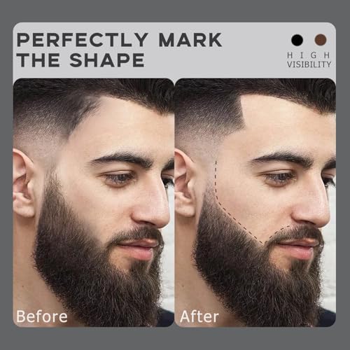 Noerrors Barber Pencil for Lineup Magic Hairline Enhancement Beard Guide Shaping Pencils for Design Razor Trace Black Brown Barber Chalk Pencils Set with Sharpener Ruler Brush for Men - Image 4