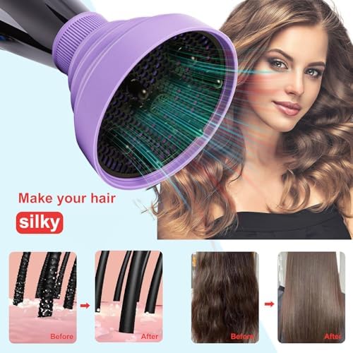 Universal Collapsible Hair Dryer Diffuser Attachment-Foldable Portable Travel and Easy Storage Fit Most Hair Dryers with Nozzle Diameter D-1.575Inch to 1.968 Inch (4-5cm)- Violet - Image 6