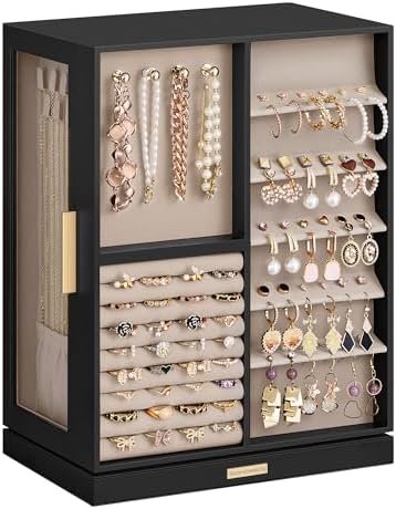 SONGMICS Jewelry Box Organizer, 360° Rotating, 7 Drawers, Ink Black by SONGMICSbySONGMICSHOME