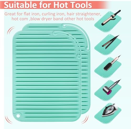 2 Pack Heat Resistant Mat Large Silicone Hot Hair Tools Holder for Curling Irons Flat Iron Hair Styling Tools Mat Portable Vanity Pad - Image 4