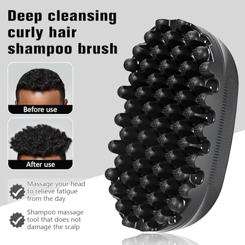 Rubber Curling Hair Brush，Premium Twist Tool for Afro Hair，Ideal for Curly, Coiled, 4C Hair，Quick & Easy Styling，Black - Image 2