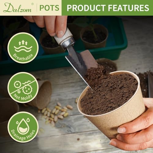 Dalzom® 60Pcs 4” Peat Pots with 60Pcs Plant Labels, Biodegradable Pots for Seedlings with Drainage Holes, Garden Plant Nursery Pots Seed Starting Trays - Image 3