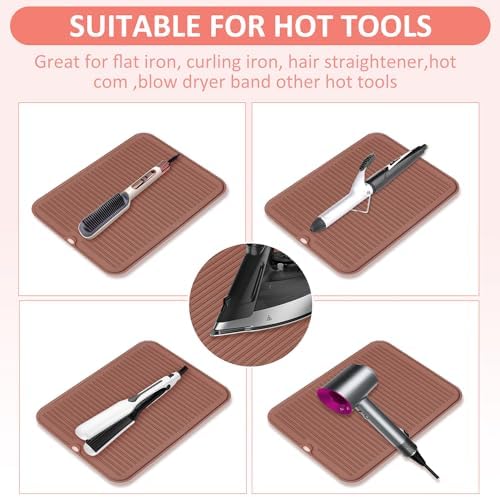 Heat Resistant Mat Large Silicone Hot Hair Tools Mat for Curling Irons Flat Iron Hair Straightener Vanity Mat Portable Hair Styling Tools Hot Pad Vanity Organizers - Image 6