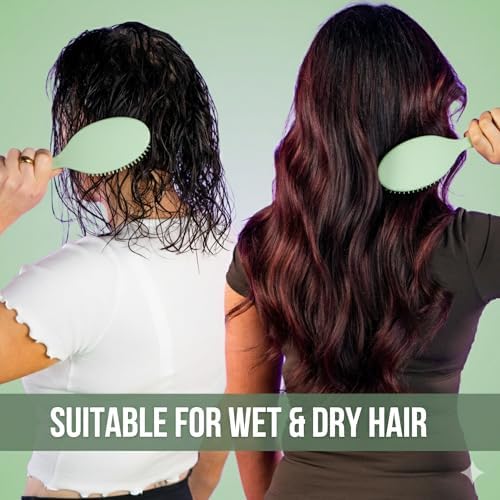 SimplyHair Ultimate Hair Extension Brush & Detangler Anti-Static, Dual Bristle Design, Soft Boar Bristle, Great for All Hair Types & Extensions - Green Ombre Brush Ideal for Adults & Kids - Image 6