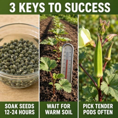 120 Clemson Spineless Okra Seeds for Planting - Heirloom, Non-GMO, USA Grown Seeds in Premium Waterproof Packaging - Lady's Finger, Gumbo, Bhindi by RDR Seeds - Image 5