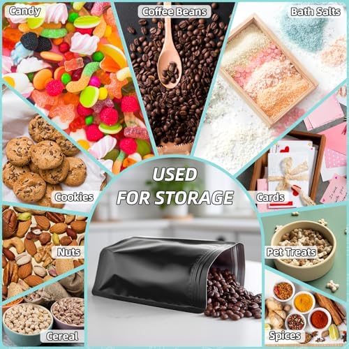 FUNFERY Stand Up Mylar Resealable Bags for Food Storage-Black 5.9x8.6 inch - Image 4