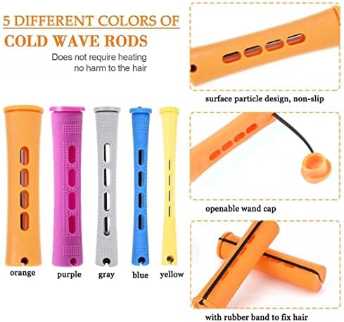100pcs Hair Curling Rods Set - Plastic Cold Wave Rollers for Natural, Long or Short Hair Styling - Women's DIY Hairdressing Tools in Orange, Purple, Gray, Blue, Yellow - Image 4
