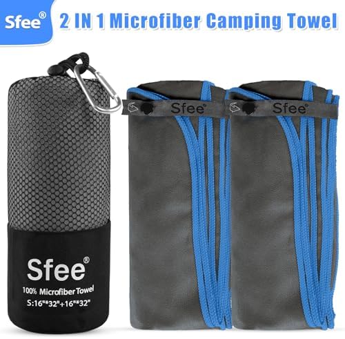 Sfee 2 Pack Microfiber Travel Towel, Quick Dry Towel Camping Towel Beach Towel Super Absorbent Compact Lightweight Sports Gym Towels Set for Beach, Gym, Hiking, Pool, Backpacking, Bath, Yoga - Image 4