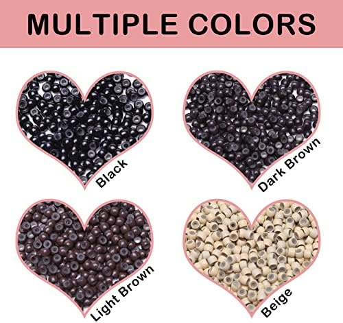 Hairro Silicone Nano Ring Beads 200pcs 3mm For Nano Link Hair Kertain Human Hair Extensions Add-in And Add-on Hair Accessories Dark Brown - Image 4
