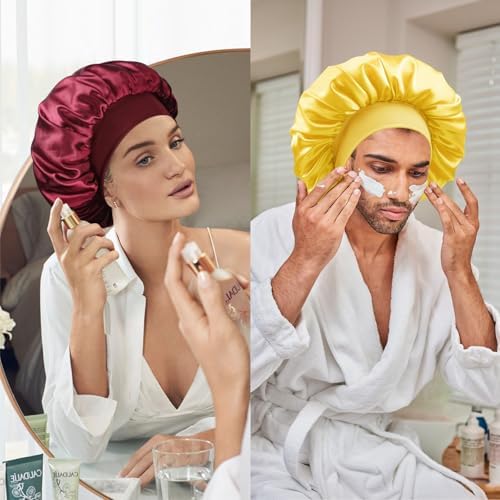 Satin Silk Bonnet for Hair, Double Layer Sleep Cap for Men & Women - Image 6
