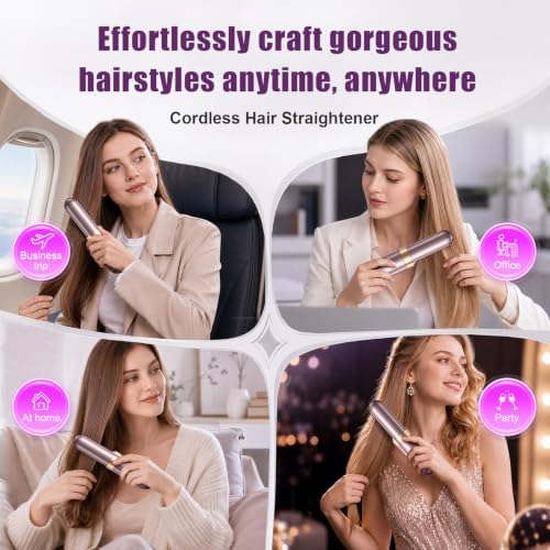 Go Brush Pro 2026,Cordless Hair Straightener Brush, Ionic & Anti-Frizz, Ceramic Tourmaline MCH Fast Heating, Anti-Scald, Type-C Fast Charging, Portable Cordless Hair Straightener Brush for Women - Image 6