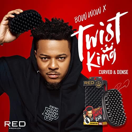 Red by Kiss Bow Wow X Twist King Luxury Twist Styler Washable, Durable, Crumb Free, Twist Brush for Afro Curl (Curved&Dense) - Image 4