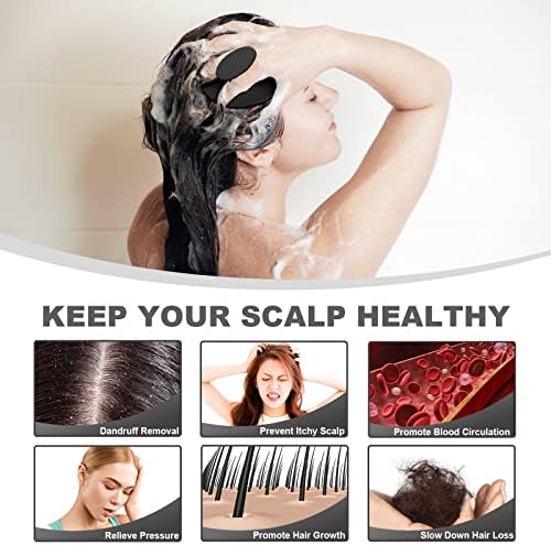 Meartchy Silicone Scalp Massager Shampoo Brush, Scalp Brush for Hair Growth & Dandruff Removal, Hair Scrubber Scalp Stimulator Exfoliator Brush with Soft Bristles for Wet Dry Scalp Care (Black) - Image 4