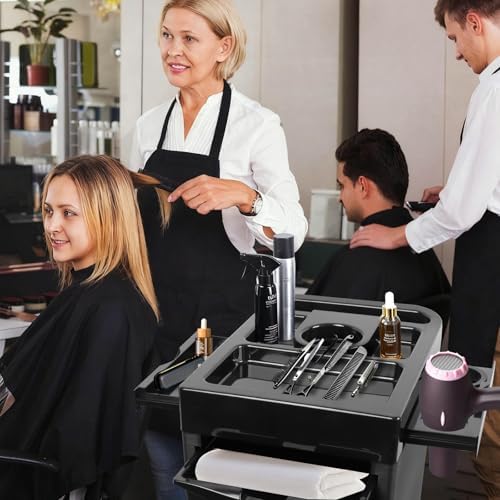 EBANKU Salon Beauty Rolling Trolley Cart Black Hair Salon Storage - Image 5