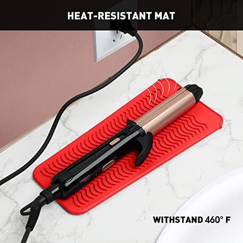 ZAXOP Heat Resistant Silicone Mat Pouch for Curling Irons & Flat Irons, 2-in-1 Travel Case & Cooling Pad for Hot Tools, Anti-Slip Countertop Protector, Pack Instantly Without Waiting to Cool (Red) - Image 4