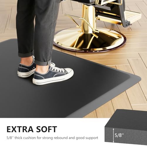 OmySalon Premium Salon Mat for Hair Stylist Standing 4’x4’x5/8’’, Anti Fatigue Barber Floor Mat Without Cutout, Enhanced Durability & No Curl Design - Image 2