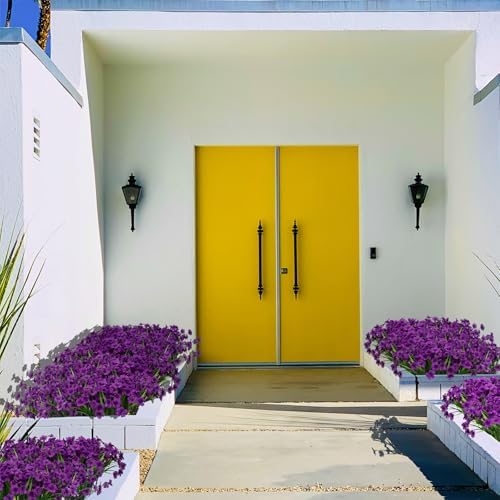 LikSoor 21 Bundles Artificial Outdoor UV Resistant Flowers No Fade Fake Outside Flowers Plastic Greenery Faux Shrubs Garden Porch Window Box Home Decoration(Violet) - Image 3