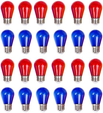 Visther 1W S14 LED String Light Bulbs for Christmas Decorations(Red, Blue) by Visther