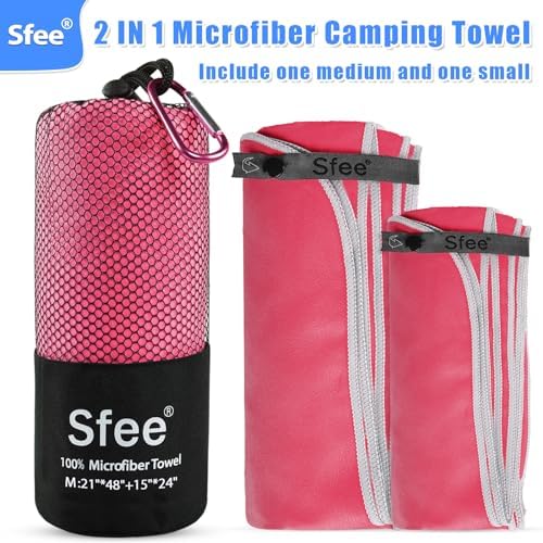 Sfee 2 Pack Microfiber Travel Towel, Quick Dry Towel Camping Towel Super Absorbent Compact Lightweight Sports Swim Gym Beach Towels Set for Gym, Hiking, Pool, Backpacking, Bath, Yoga - Image 5