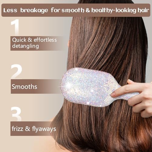 Sparkly Detangling Hair Brush for Women, Gentle for Curly & Thick Hair - Image 3