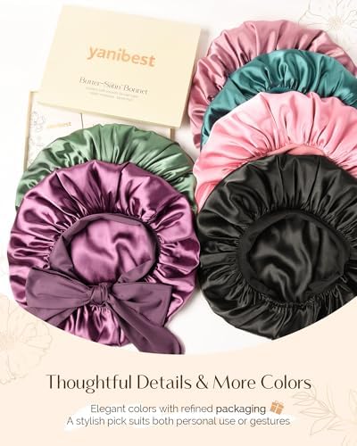 Yanibest Satin Bonnet with Tie Band, Double Layer Hair Bonnet for Women - Image 6