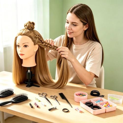 Synthetic Mannequin Head with Stand & Tools (Blonde) - Image 6