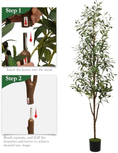 5FT Artificial Olive Tree, Faux Olive Plant in Pot - Image 5