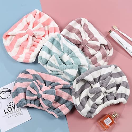 Large Microfiber Hair Towel Cap,Rapid Drying Towel For Hair,Ultra Soft Super Absorbent Hair Drying Towel Turban,Cute Green&Pink Bow Hair Towel Wrap,Hair Drying Towels For Women Fast Dry(2pack) - Image 7