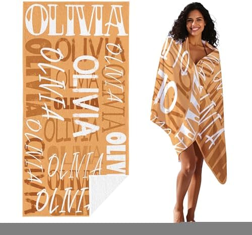 JML Personalized Beach Towel with Name, Custom Beach Towel with Name, Customized Microfiber Pool Towel, Quick Dry & Absorbent Swim Towel for Adult,Anniversary, Birthday, Summer Holiday,Vacation - Image 2