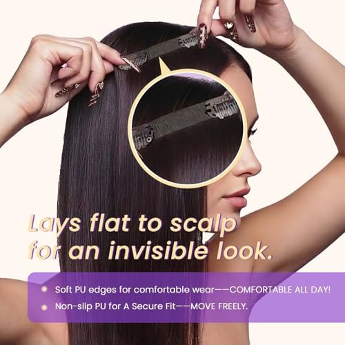 LaaVoo Invisible Hair Clip in Extensions Thick Full 7pcs 14 Inch 110g - Image 2