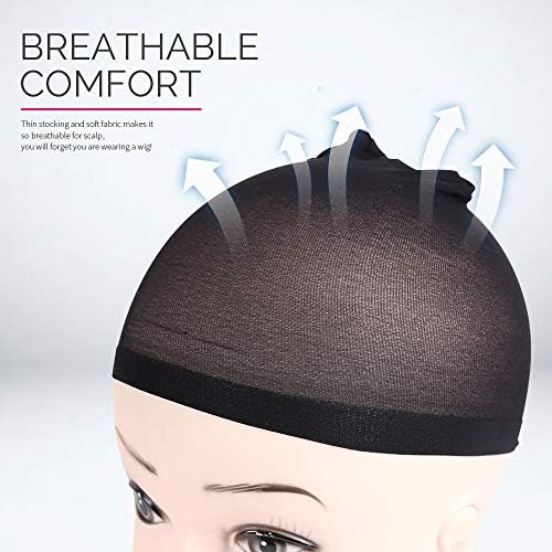 FANDAMEI Wig Cap, Nylon Wig Caps, 4 Pieces Stocking Wig Caps for Women (Black） - Image 4