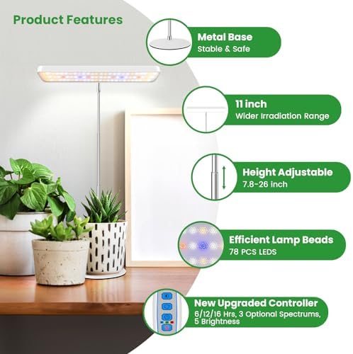 Plant Grow Light, 11in Full Spectrum for Indoor Plants with Base - Image 3