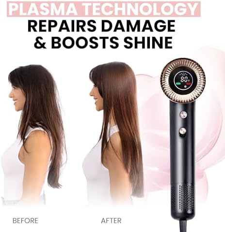 ELLA BELLA® Compact Plasma Hair Dryer, Digital Display, Rapid Drying, Quiet - Image 3