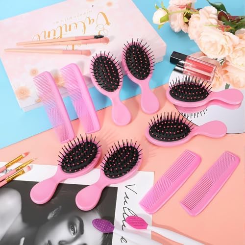 Nuogo 24Pcs Hair Brush Comb Set Mini Wet Detangler for Travel, Pink - Image 4