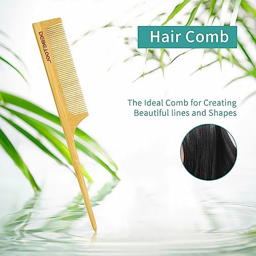 DEBETOOL Bamboo Hair Brush Set with Wide-tooth and Tail Comb - Image 4