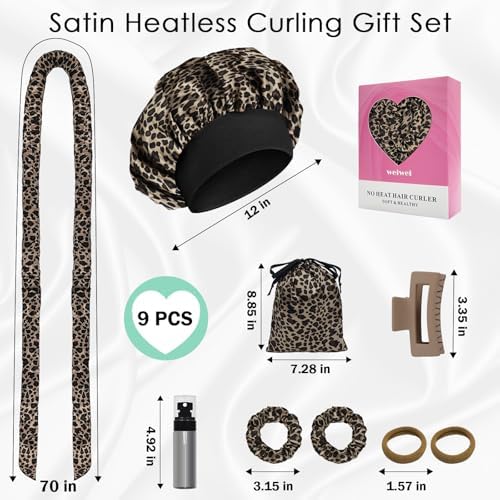 weiwei Satin Heatless Curls Overnight Hair Curler Headband, No Heat Curls Overnight Hair Curlers to Sleep In, 70" Hair Curlers No Heat, 9 Pcs Satin Heatless Curling Set for Women Long Hair - Image 6