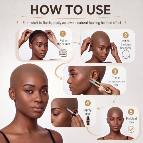 Leelosp Latex Bald Cap Kit for Adults Wig Cap Spirit Gum Kit - Image 4