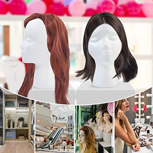 GliSun 3 Pcs Foam Wig Head, Styrofoam Mannequin Head with Female Face for Multipurpose Wigs Display Stand, Model, Mask, Hat Display Stand, Art Work Painting - Image 2