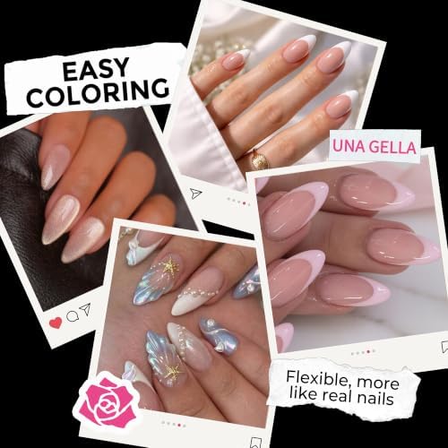 UNA GELLA Almond Nail Tips Medium 216pcs X-Soft Gel Press On Nails - Image 2
