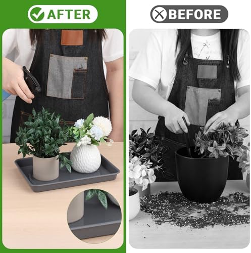 Grey Plastic Trays 11 Inch, UV Resistant Plant Pot Saucers for Indoor & Outdoor Use, Drip Trays for Potted Plants(Pack of 3) - Image 5